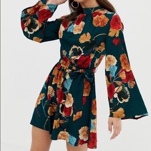 Floral Dress with Tie Waist